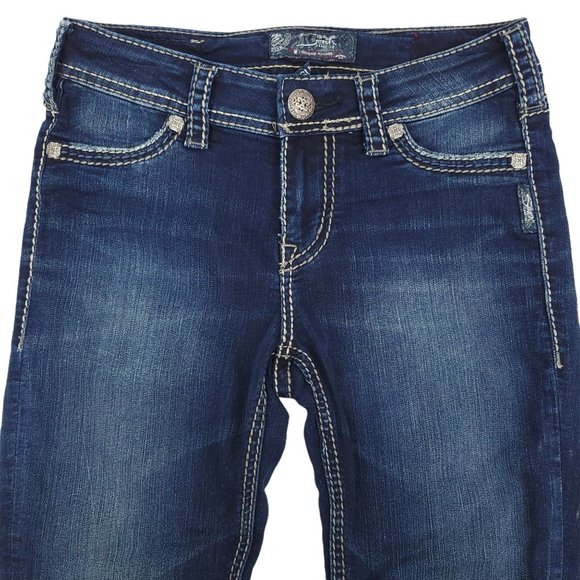 Silver Suki Mid Super Skinny Jeans Women Size 26 Dark Wash Stretch Denim MidRise - Picture 10 of 11